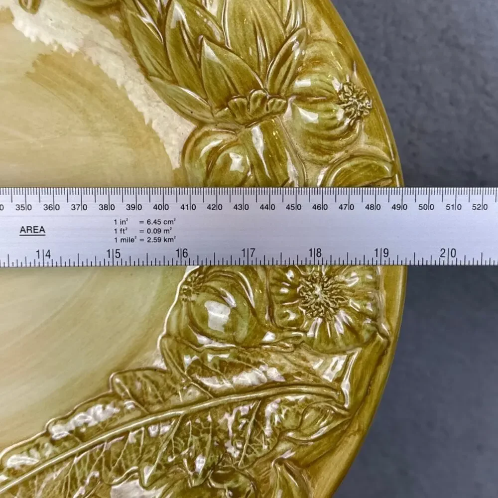Italian Artichoke Relief Serving Platter Made in Italy Oval Harvest Majolica 80s